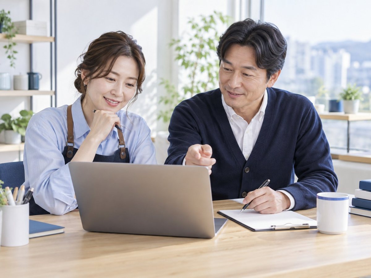 호텔 PG가입 · 남녀가 노트북을 보며 상담하는 장면(연출 사진)